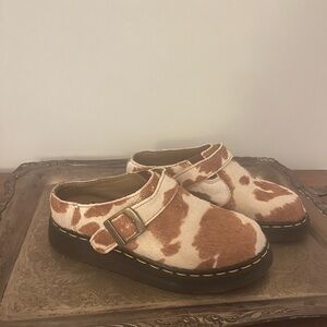 Doc Marten Carlson Cow Print Clogs/ Mules